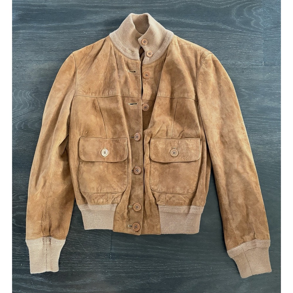 Vintage Genuine Suede Leather Button Up Jacket Women's Small